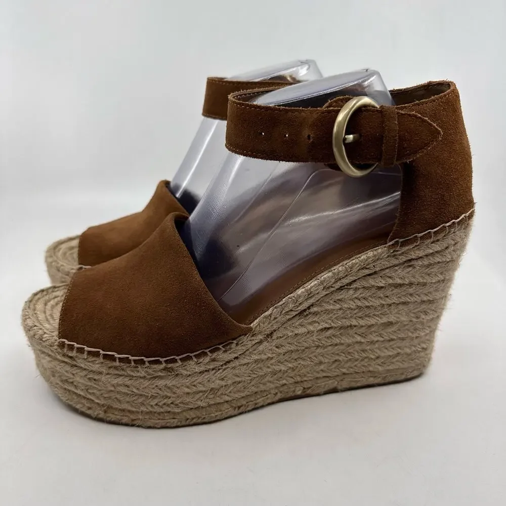 Marc Fisher Ltd Mlalida Espadrille WMN Platform Wedge Leather Brown US10M Sandal